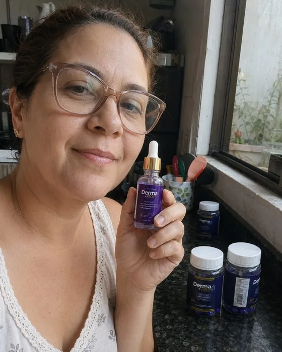 Cliente com o kit Derma+ Plus em casa