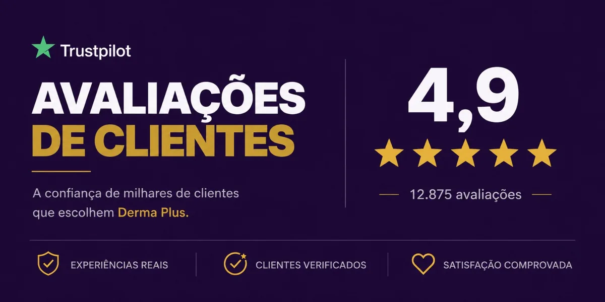 Trustpilot — Avaliações de clientes Derma Plus, nota 4,9 com 12.875 avaliações